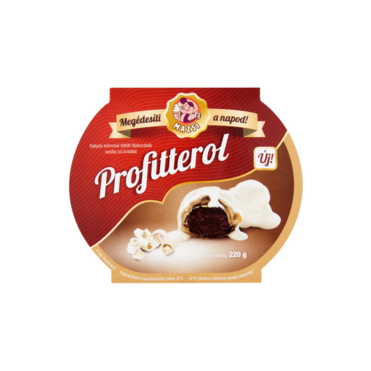 Mazsi Profiterol kakaós krémmel töltött fánkocskák habkrémben 220 g