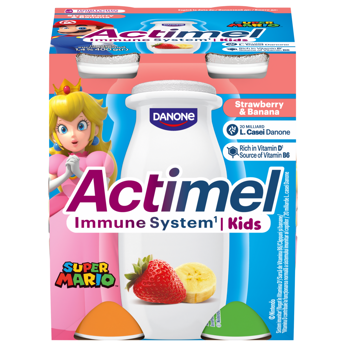 Danone Actimel Kids zsírszegény eper-banánízű joghurtital B6- és D-vitaminnal 4 x 100 g (400 g)