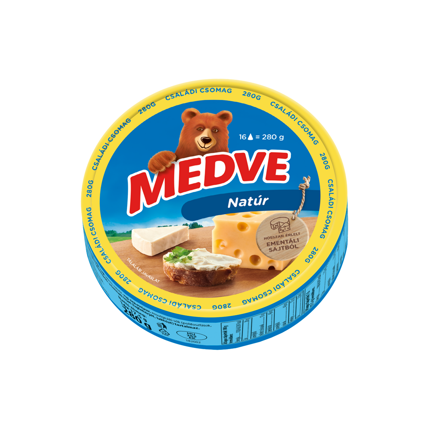 Medve natúr kenhető, zsíros ömlesztett sajt 16 x 17,5 g (280 g)