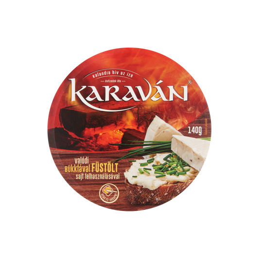 Karaván füstölt ízű, kenhető, zsíros, ömlesztett sajt 8 db 140 g
