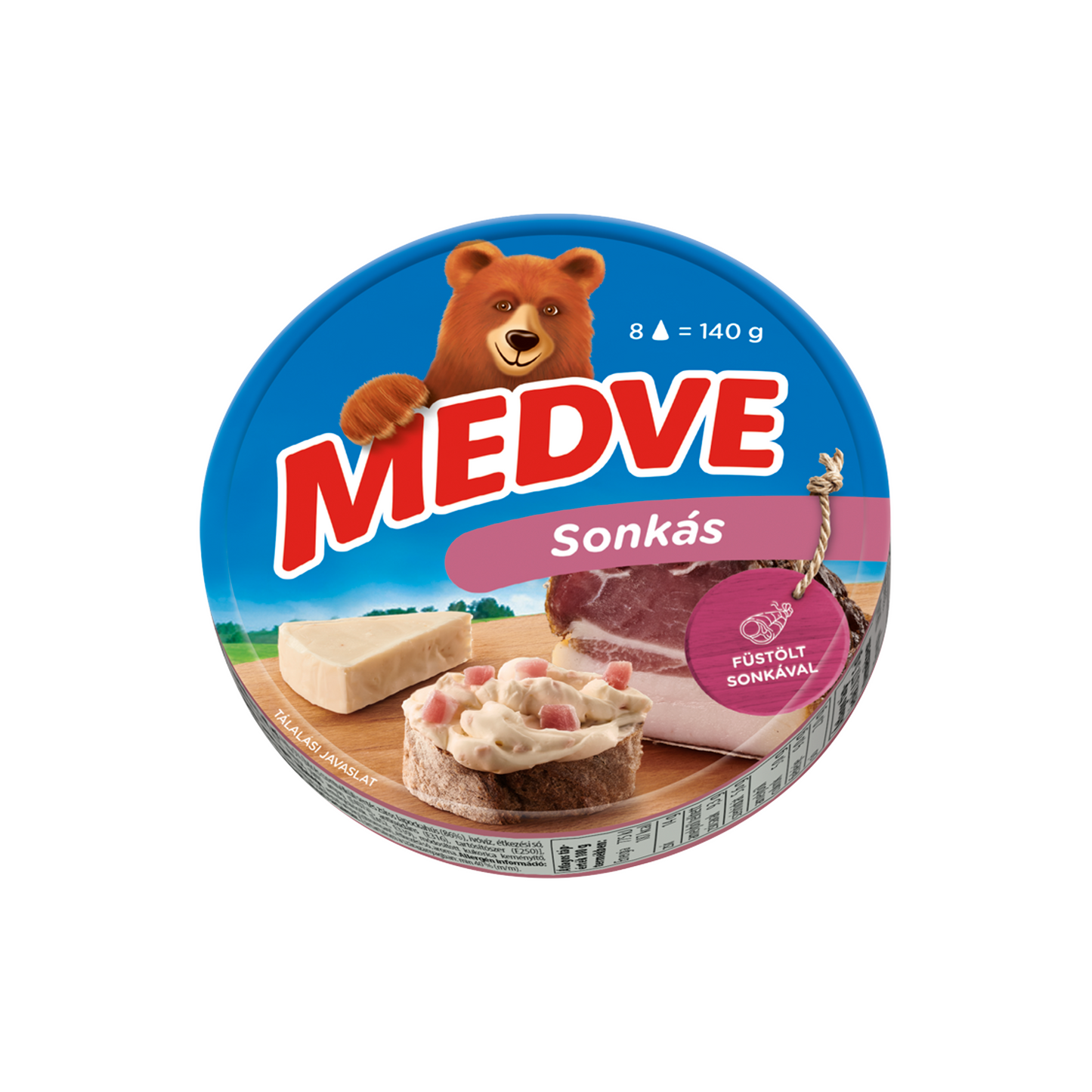 Medve sonkás kenhető, félzsíros ömlesztett sajt 8 x 17,5 g (140 g)
