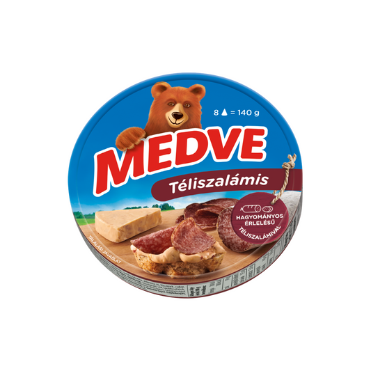 Medve téliszalámis kenhető, félzsíros ömlesztett sajt 8 x 17,5 g (140 g)