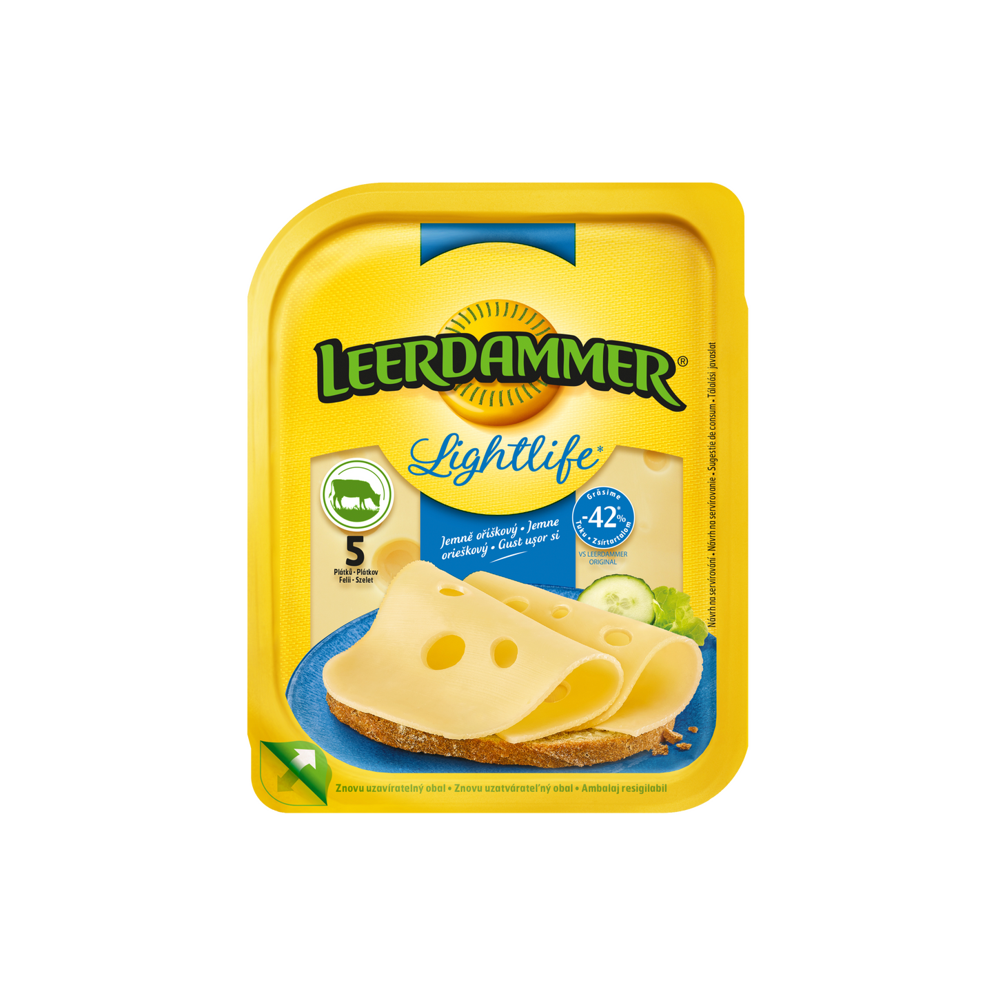 Leerdammer Lightlife laktózmentes, félkemény, félzsíros szeletelt sajt 100 g