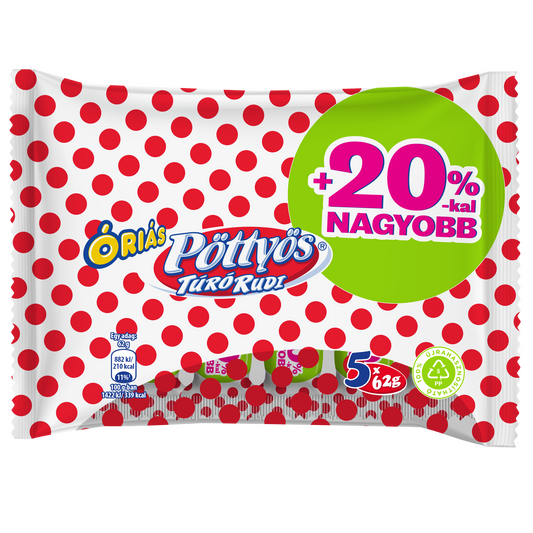Pöttyös Óriás Túró Rudi natúr túródesszert kakaós étbevonattal 5 x 62 g (310 g)
