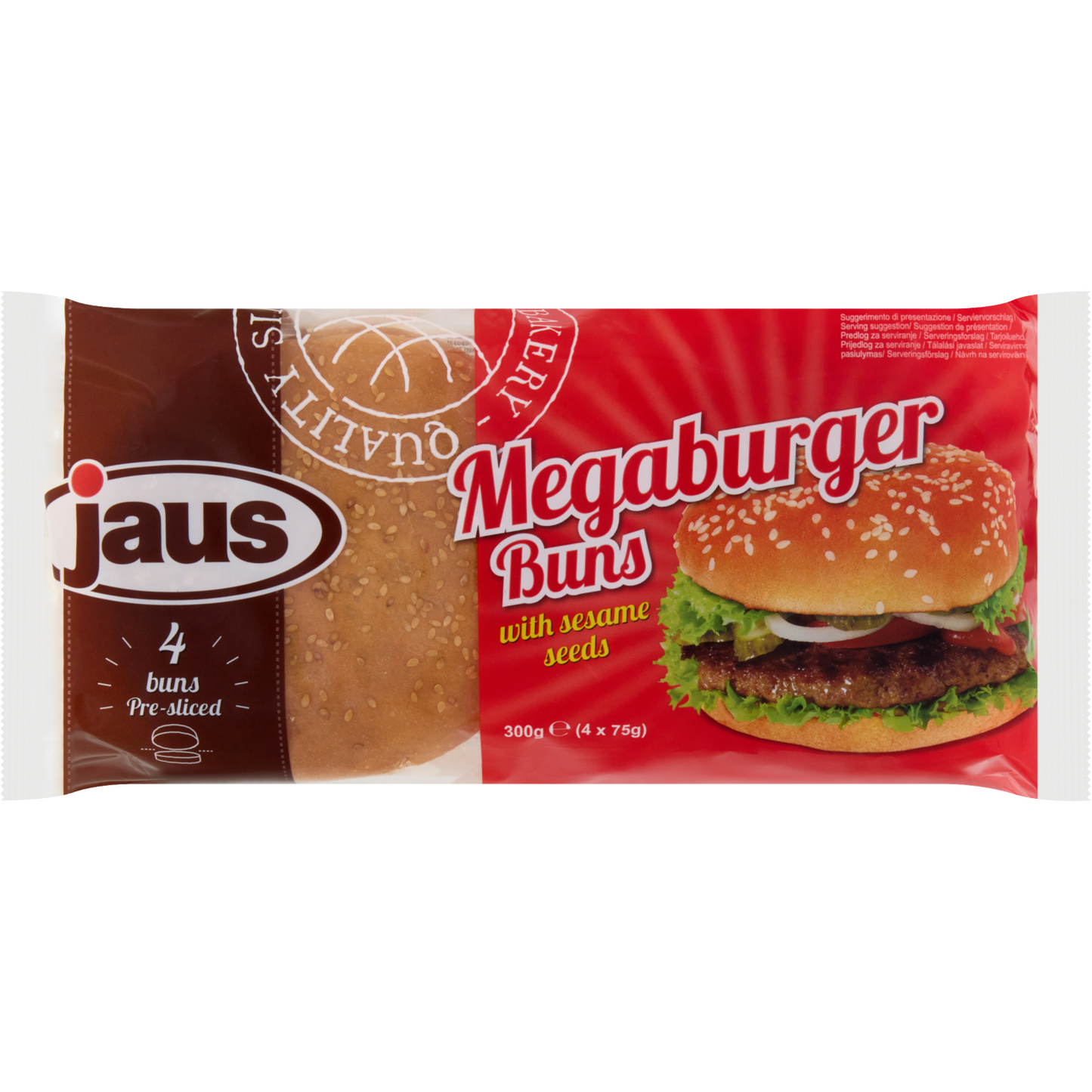 Jaus szezámmagos hamburger zsemle 4 x 75 g (300 g)