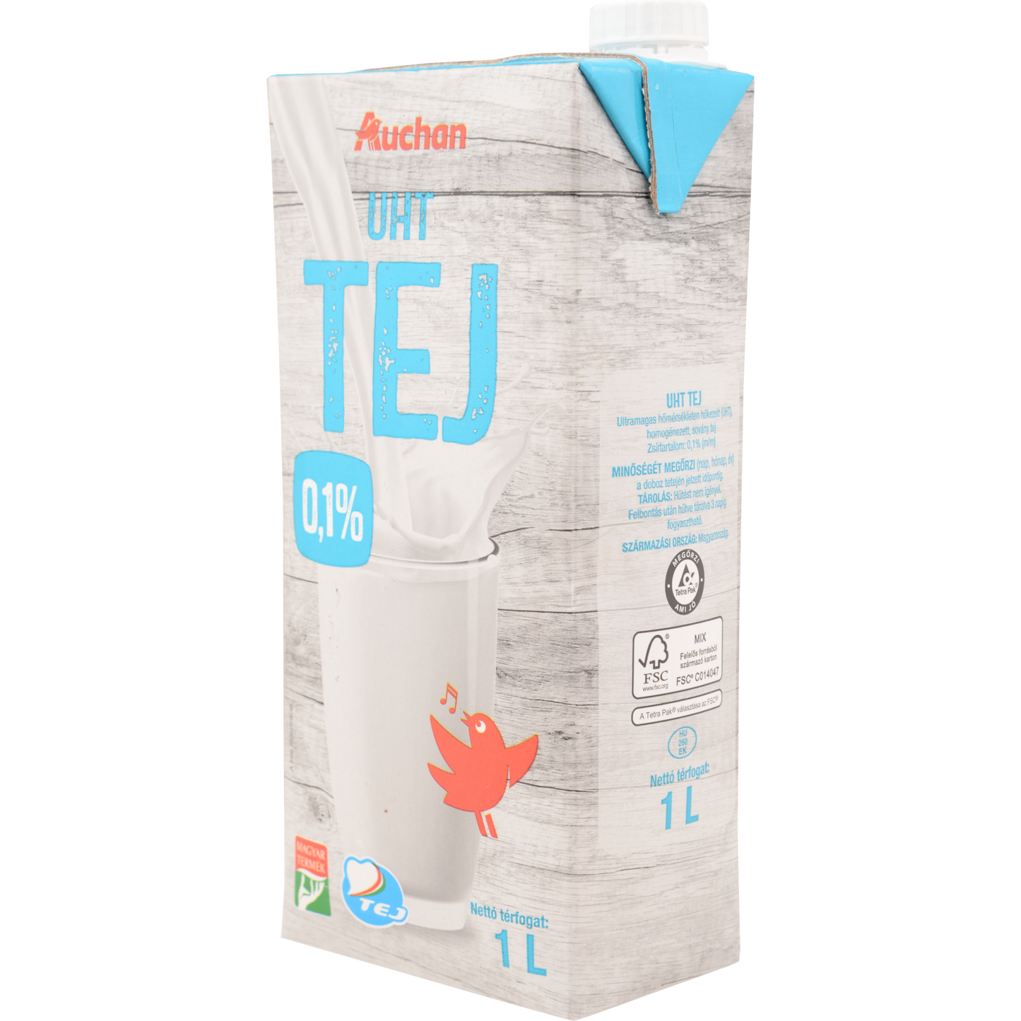 Auchan Kedvenc UHT tej 0,1 % 1 l