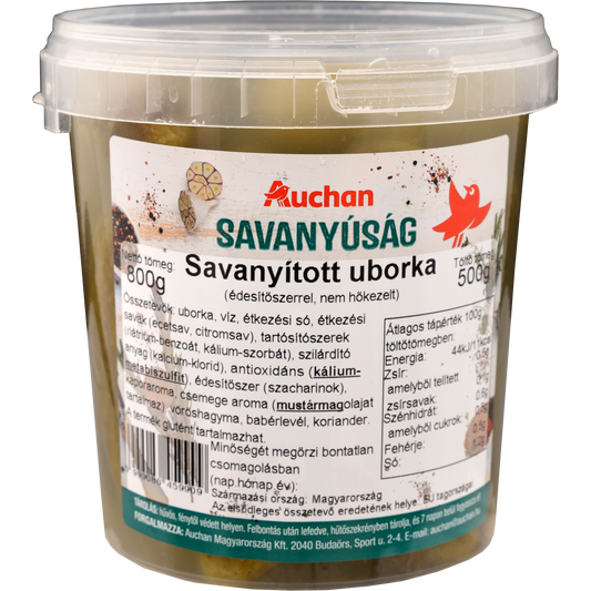 Auchan Kedvenc csemege ízesítésű savanyított uborka 500 g