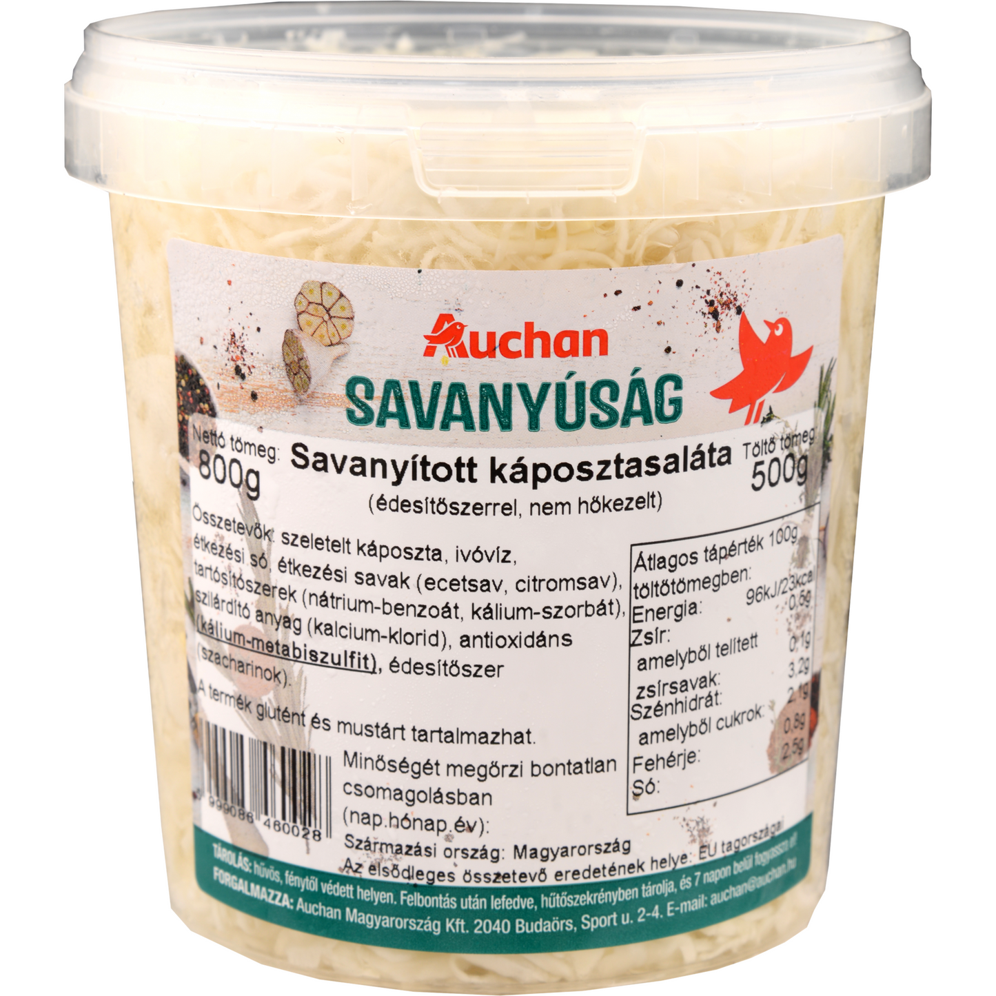 Auchan Kedvenc savanyított káposztasaláta, vödrös 500 g