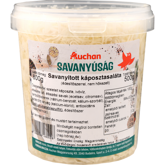 Auchan Kedvenc savanyított káposztasaláta, vödrös 500 g