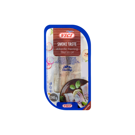 Vici füstölt ízű atlanti heringfilé olajban 240 g
