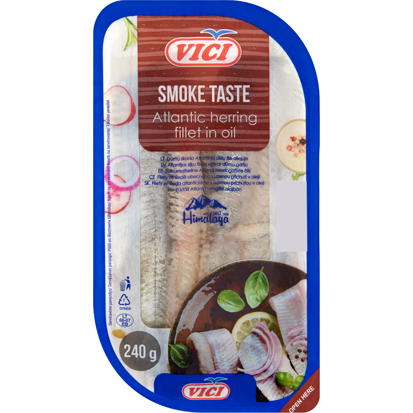 Vici füstölt ízű atlanti heringfilé olajban 240 g