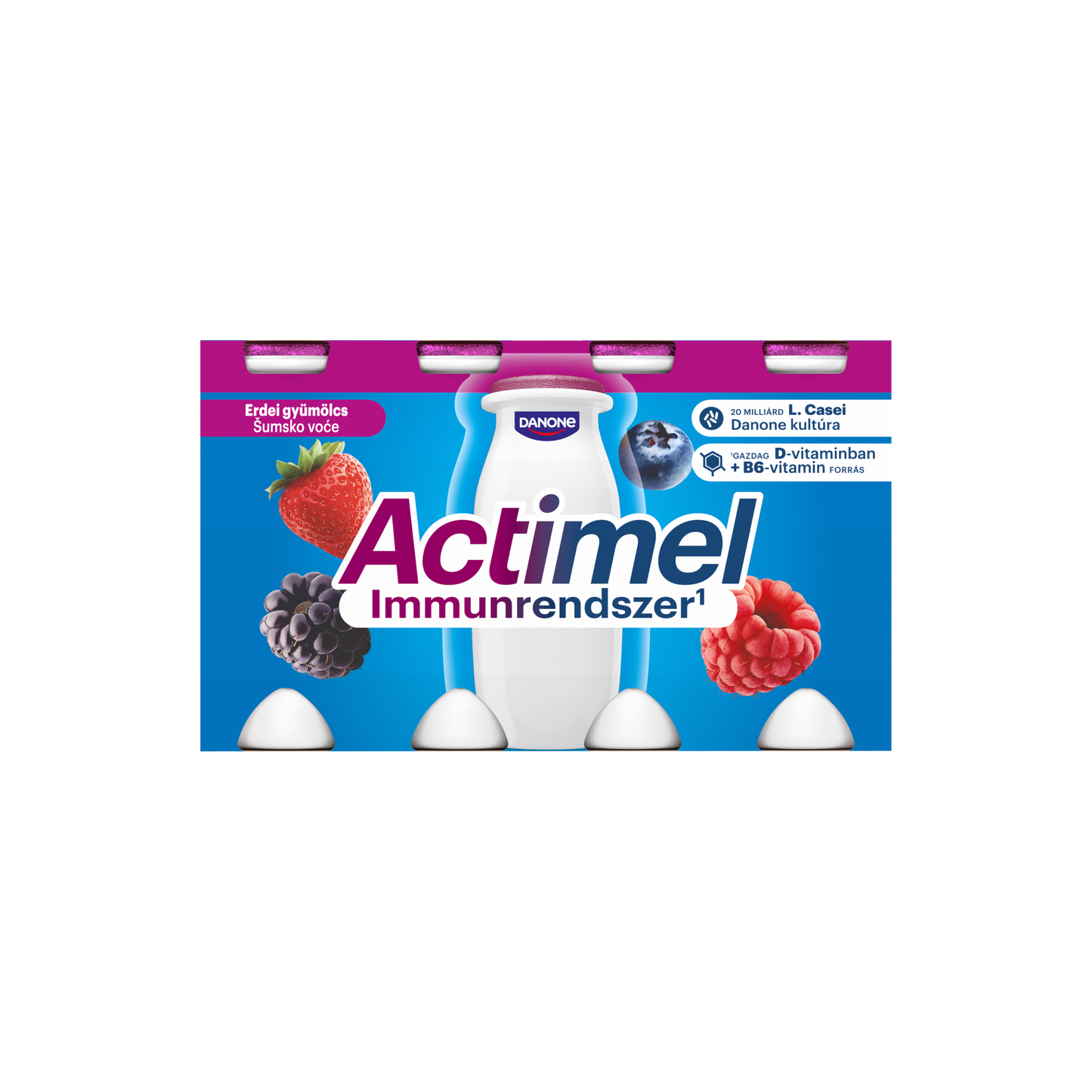 Danone Actimel zsírszegény, élőflórás, erdei gyümölcsízű joghurtalapú ital 8 x 100 g (800 g)