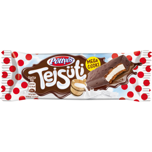 Pöttyös Tejsüti tejes krémmel töltött kakaós piskóta csokoládé bevonattal 28 g