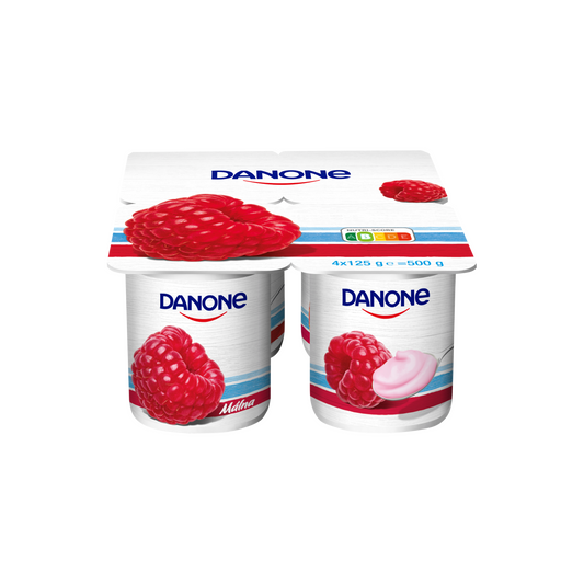 Danone málnaízű, élőflórás, zsírszegény joghurt 4 x 125 g (500 g)