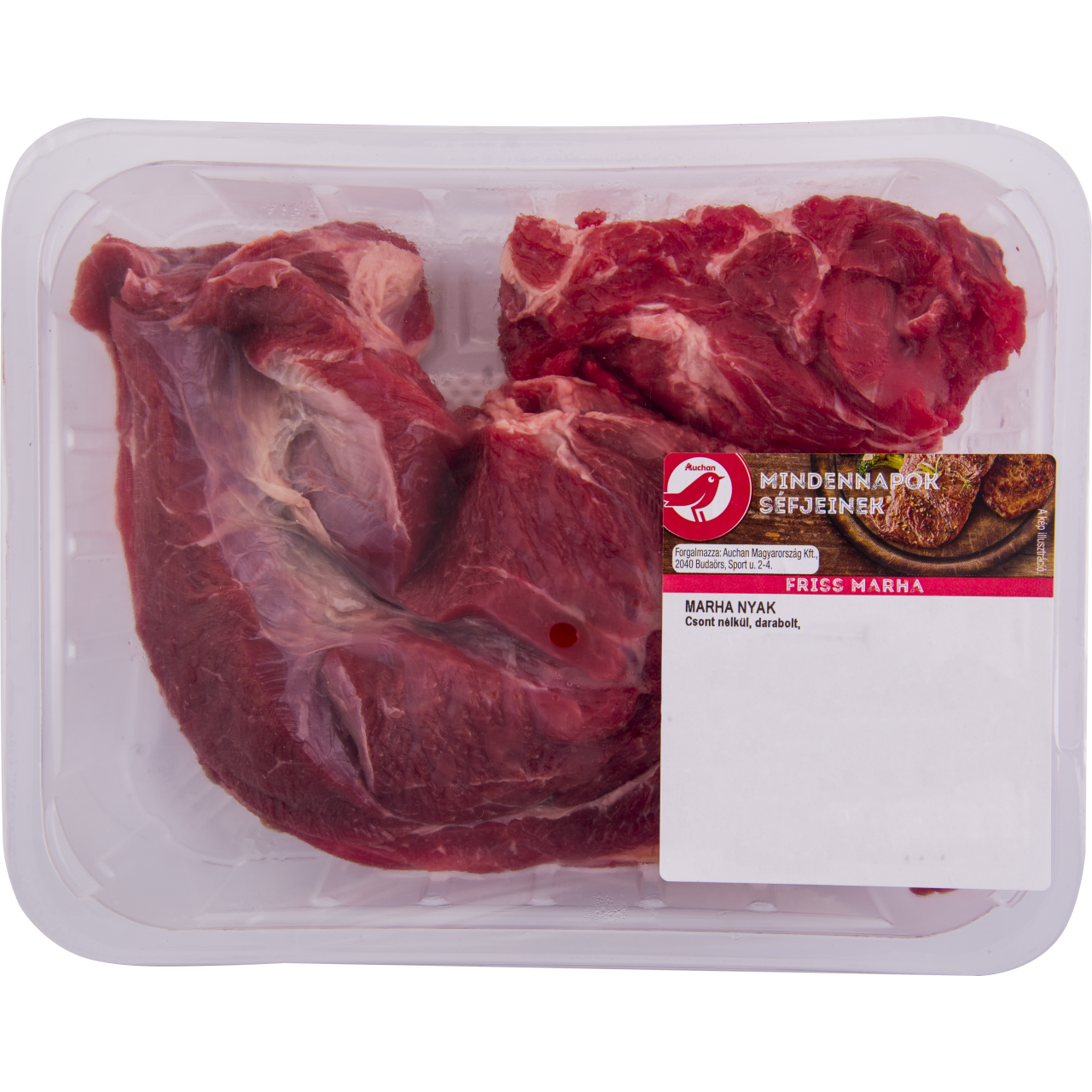 Auchan Kedvenc marha nyak darabolt, csont nélkül védőgázas csomagolásban