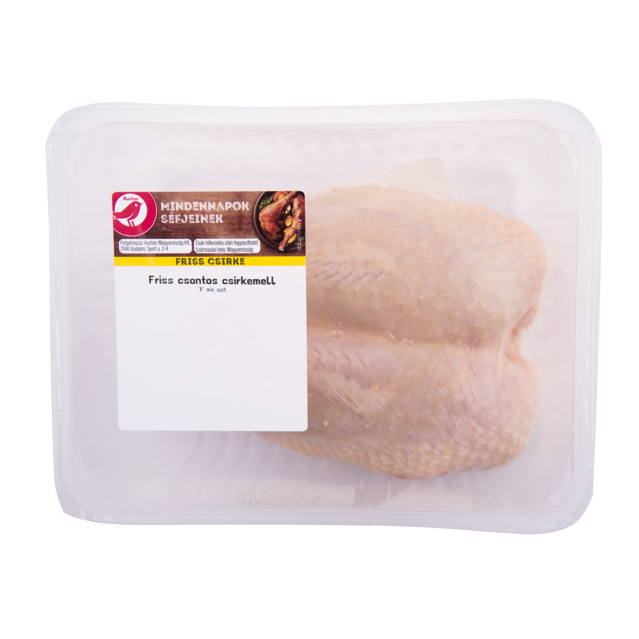 Auchan Kedvenc 'A' minőségű Friss csontos csirkemell védőgázas csomagolásban
