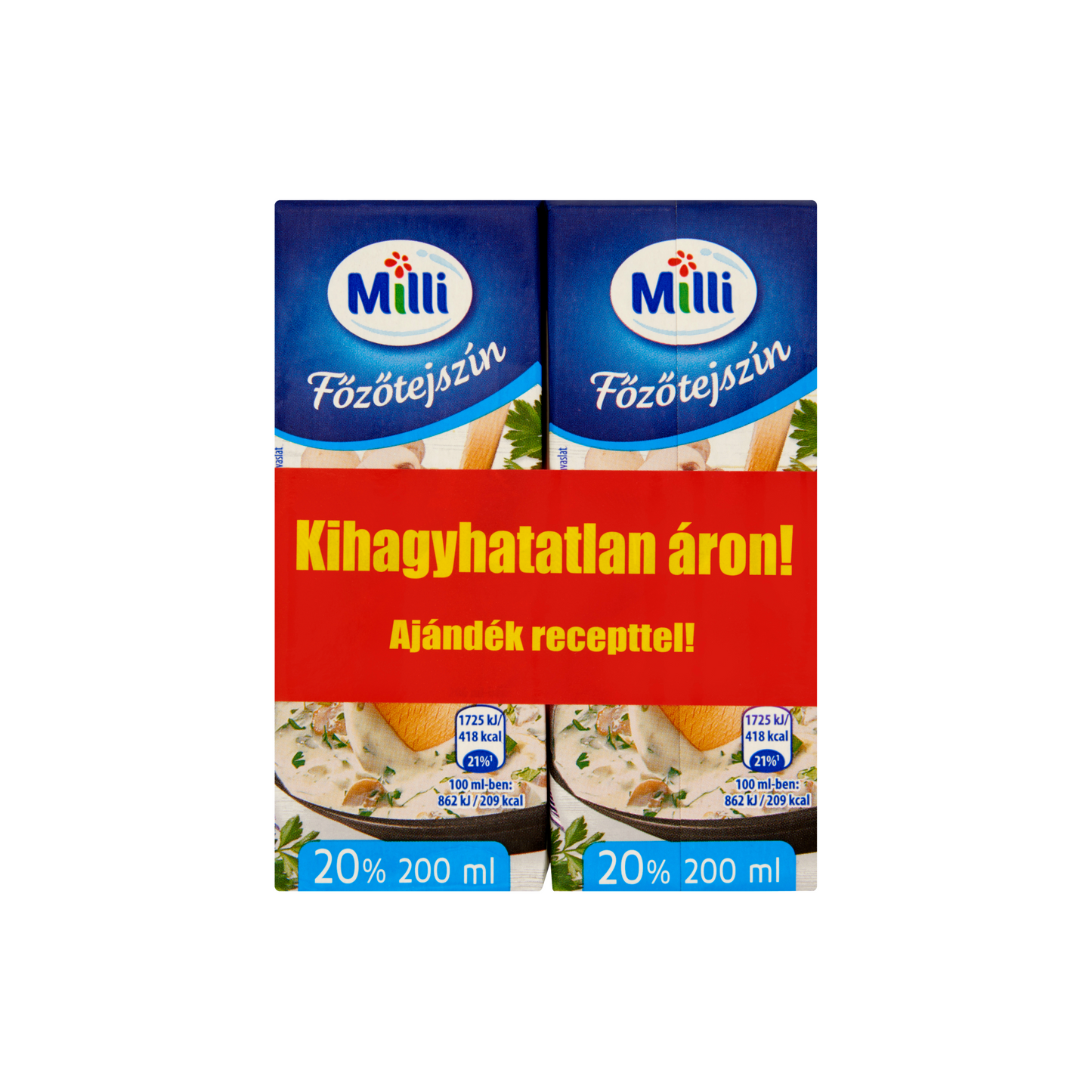 Milli UHT főzőtejszín 20% 2 x 200 ml