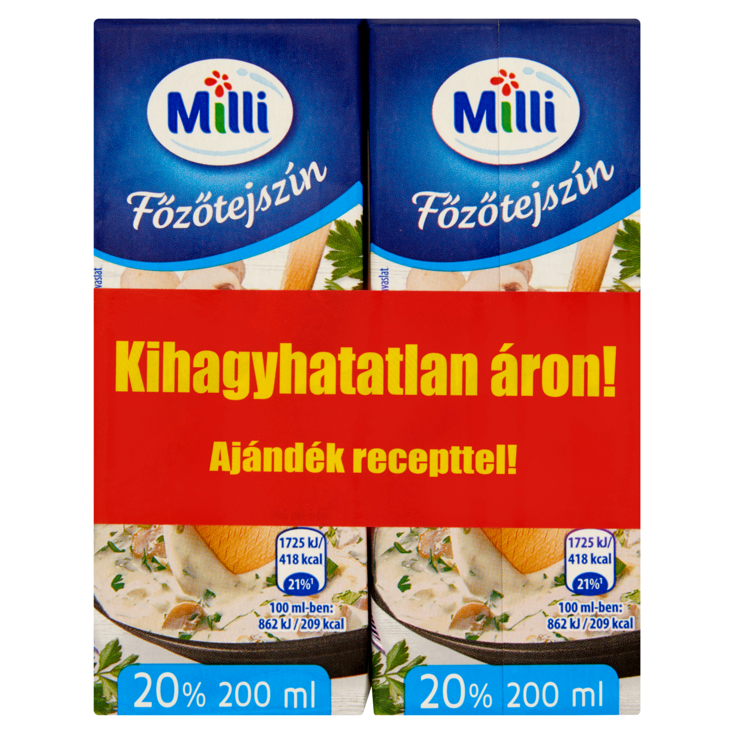 Milli UHT főzőtejszín 20% 2 x 200 ml