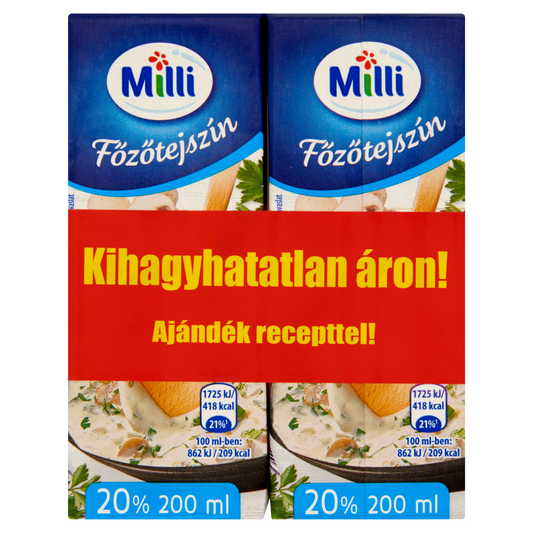 Milli UHT főzőtejszín 20% 2 x 200 ml