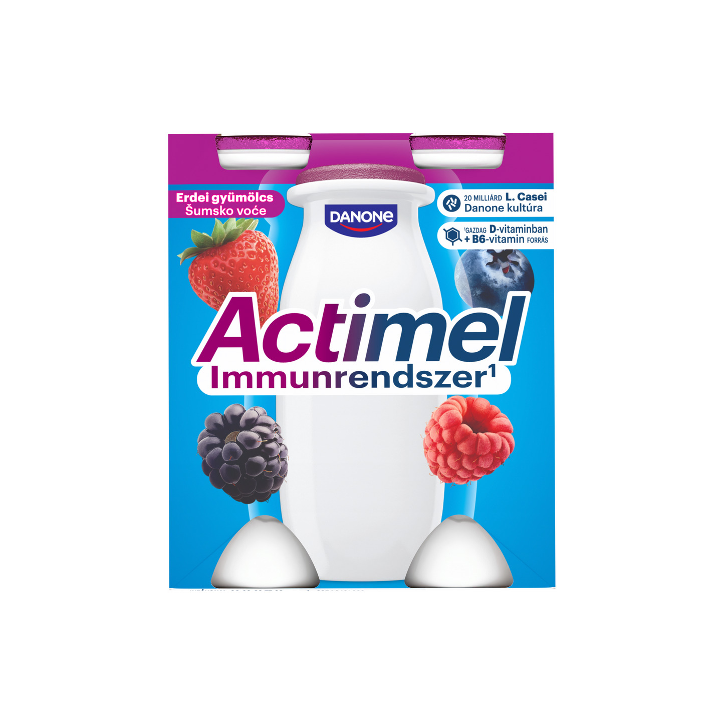 Danone Actimel zsírszegény, élőflórás, erdei gyümölcsízű joghurtalapú ital 4 x 100 g (400 g)