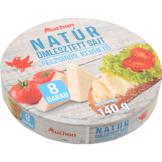 Auchan Kedvenc Natúr kenhető, félzsíros ömlesztett sajt 8 adag 140 g dobozos