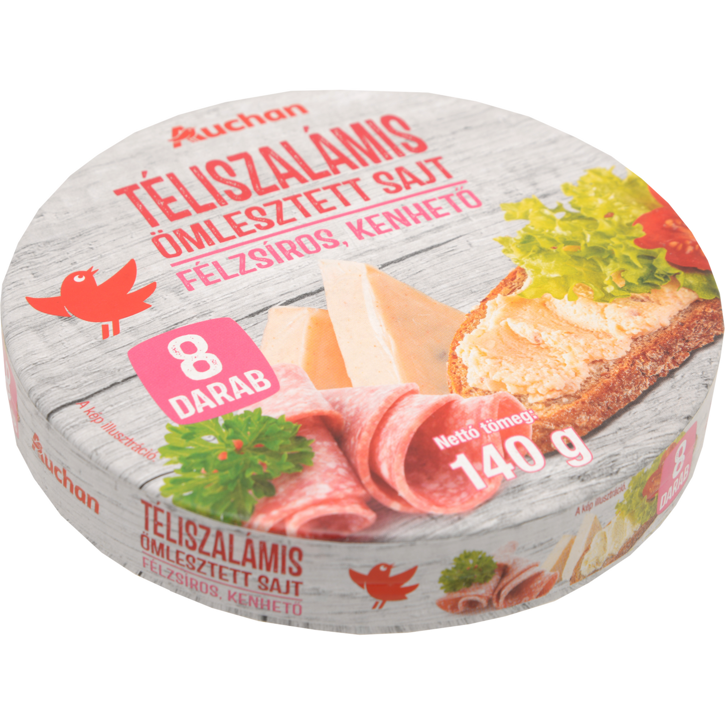 Auchan Kedvenc Téliszalámis kenhető félzsíros ömlesztett sajt  8 adag 140 g dobozos